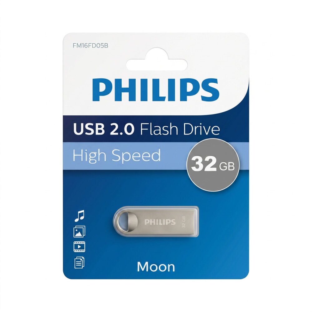 PHILIPS USB 2.0 32GB MOON KLASİK GÜMÜŞ - 1