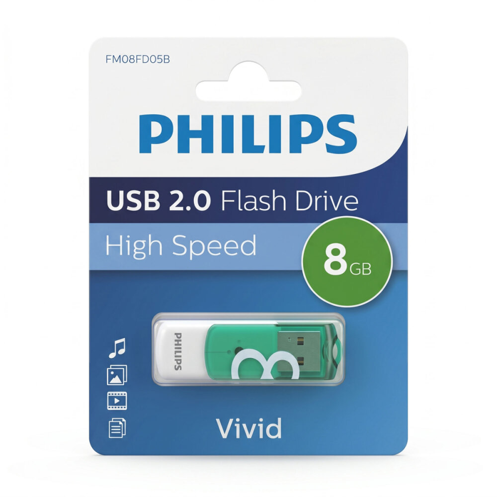 PHILIPS USB 2.0 8GB VIVID BAHAR YEŞİLİ - 1