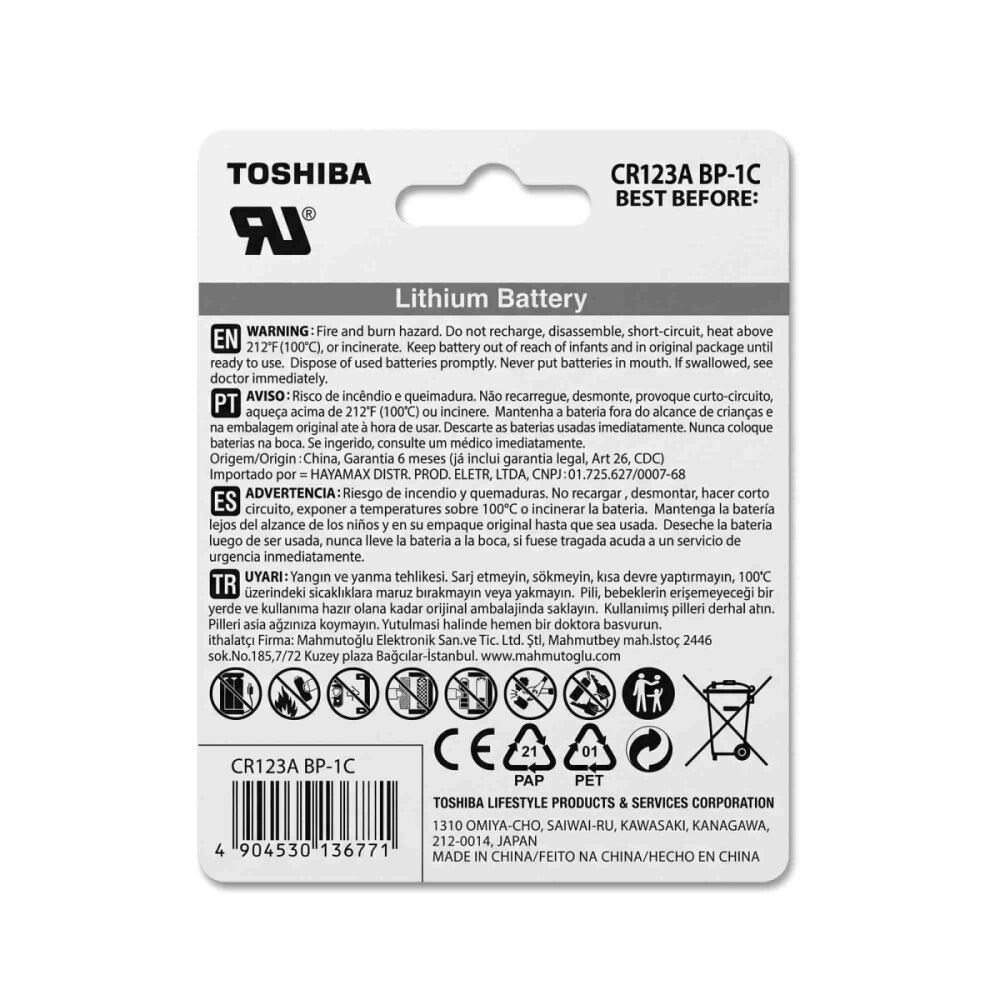 TOSHIBA CR123A 3V LITHIUM PİL 1Lİ - 2