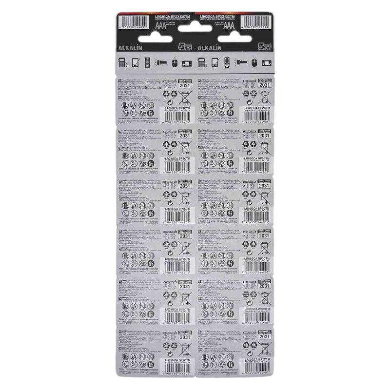 TOSHIBA LR03 24LÜ KARTELA ALKALİN İNCE PİL - 2